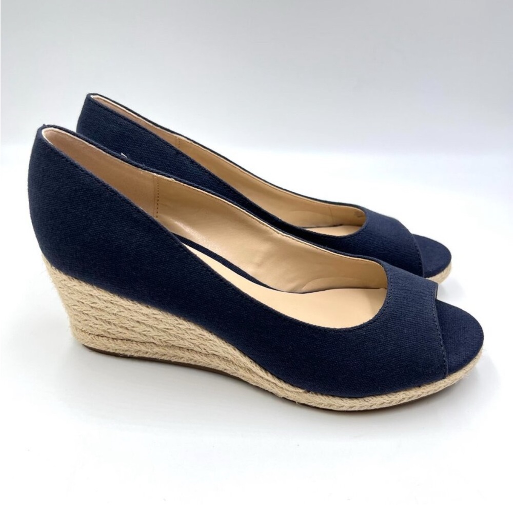 Bandolino Womens Size 6.5 Nuri 7 Navy Blue Espadrilles Wedges Heels Shoes